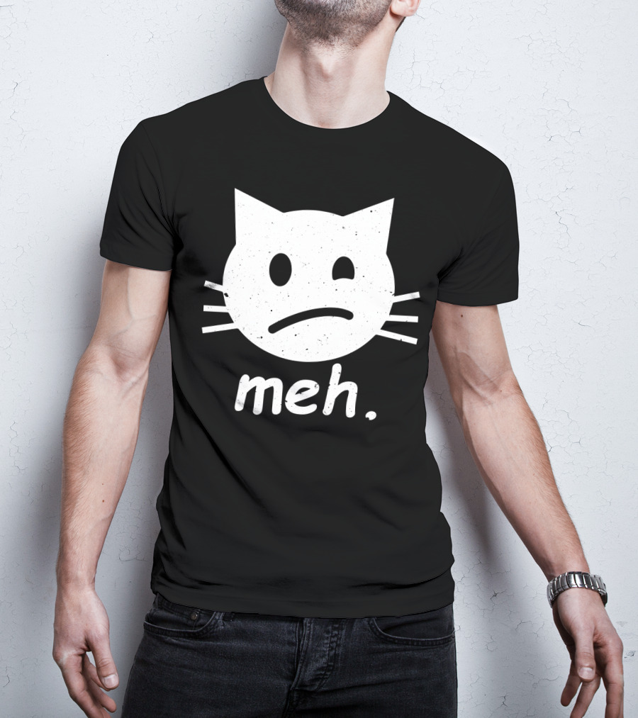 Meh Cat Face Halloween Humor T-Shirt