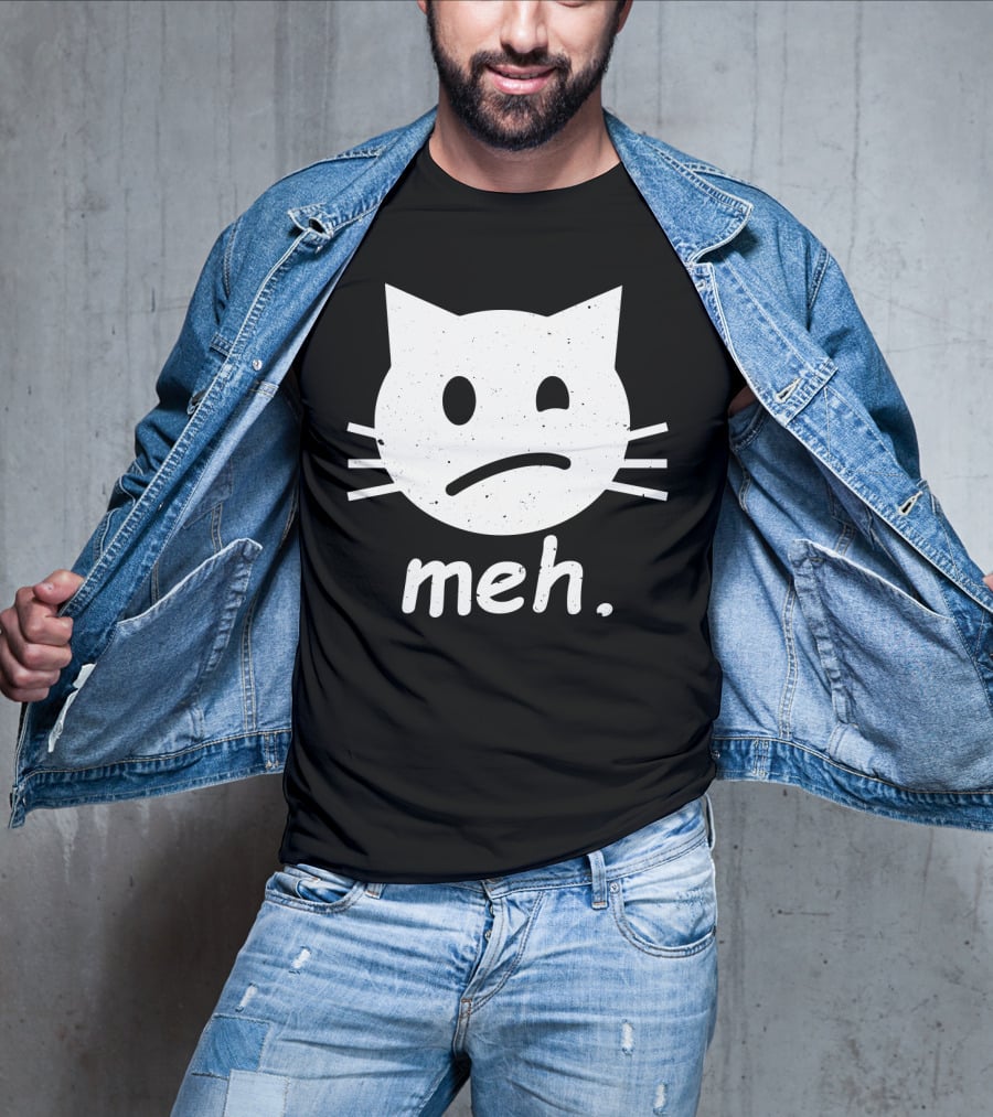Meh Cat Face Halloween Humor T-Shirt
