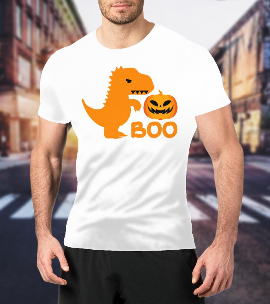 Boo Dinosaur With Jack-O'-Lantern Pumpkin T-Shirt