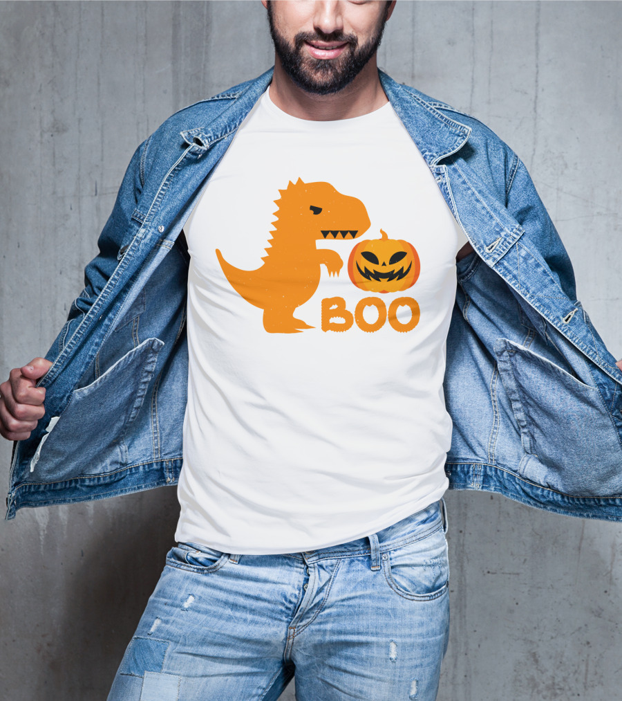Boo Dinosaur With Jack-O'-Lantern Pumpkin T-Shirt