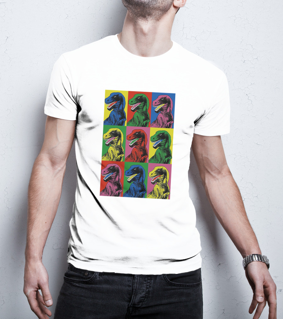 Pop Art T-Rex Jurassic Park Steven Spielberg Colorful Dinosaur T-Shirt