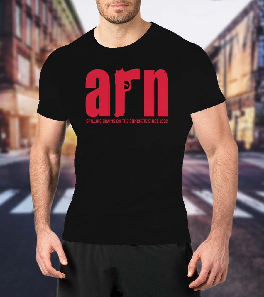 Box Of Gimmicks Arn Spilling Brains On The Concrete Since 1982 Gun T-Shirt