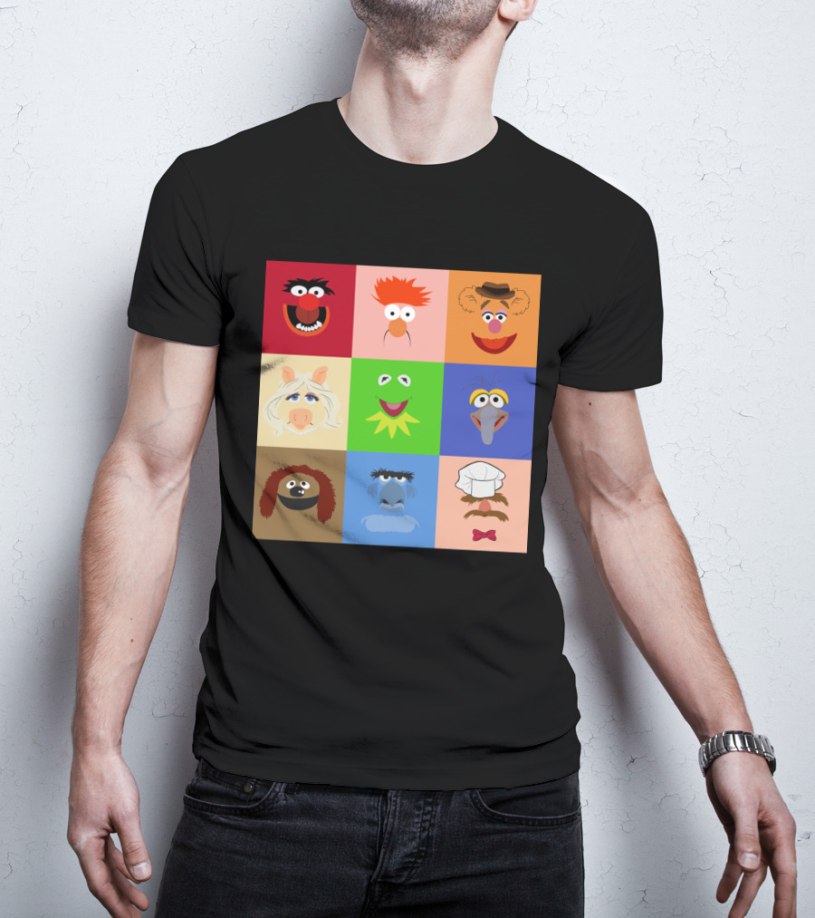 Muppets Faces Grid Featuring Kermit Piggy Fozzie Gonzo And More T-Shirt