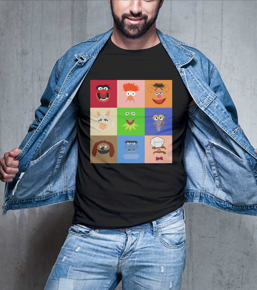 Muppets Faces Grid Featuring Kermit Piggy Fozzie Gonzo And More T-Shirt
