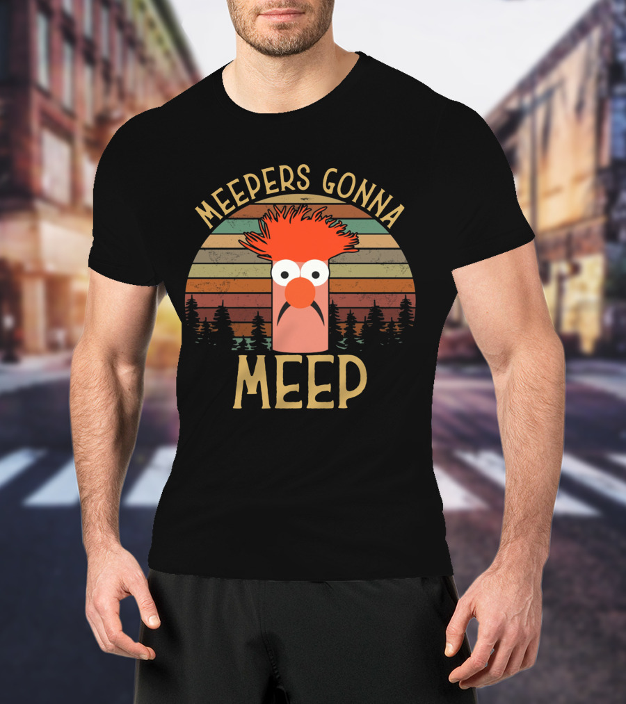 Meepers Gonna Meep The Muppet Show Beaker Retro Forest Stripes T-Shirt
