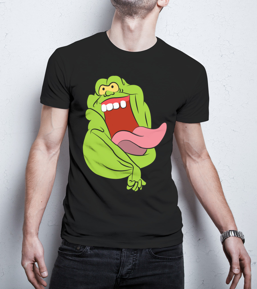 The Real Ghostbusters Slimer Tongue Out Iconic Cartoon Ghost Character T-Shirt