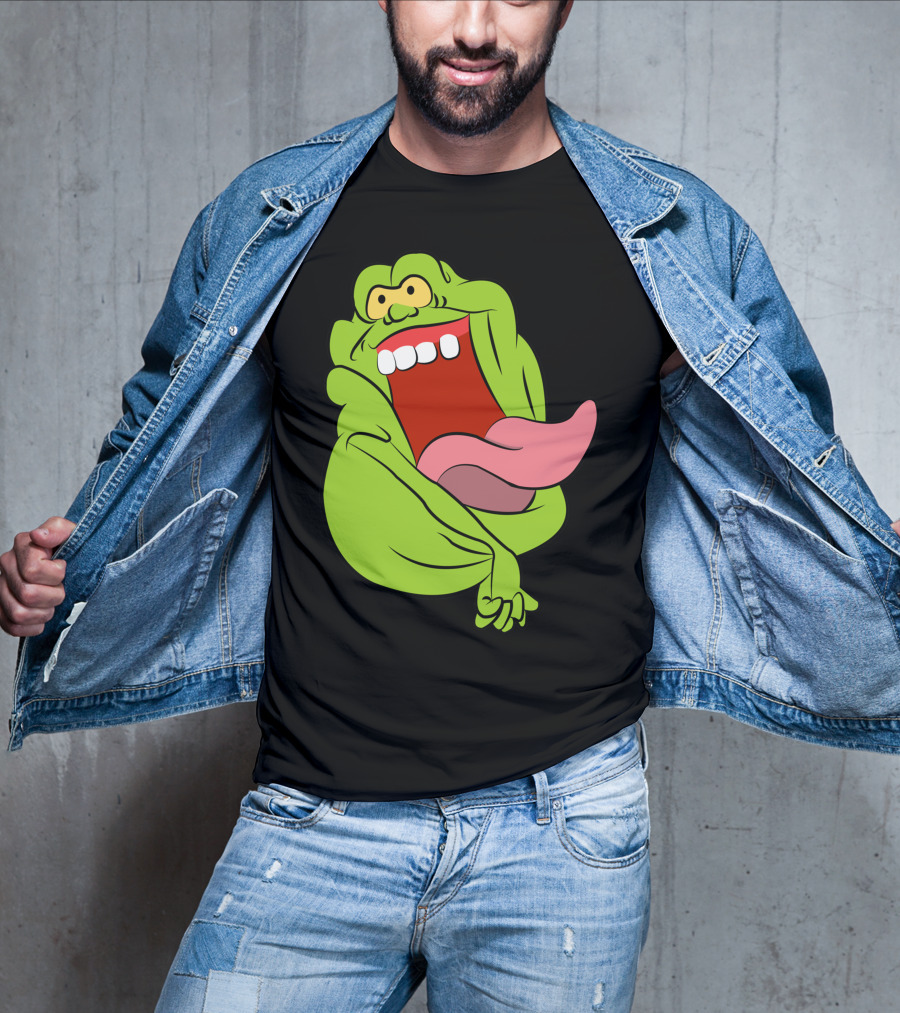 The Real Ghostbusters Slimer Tongue Out Iconic Cartoon Ghost Character T-Shirt