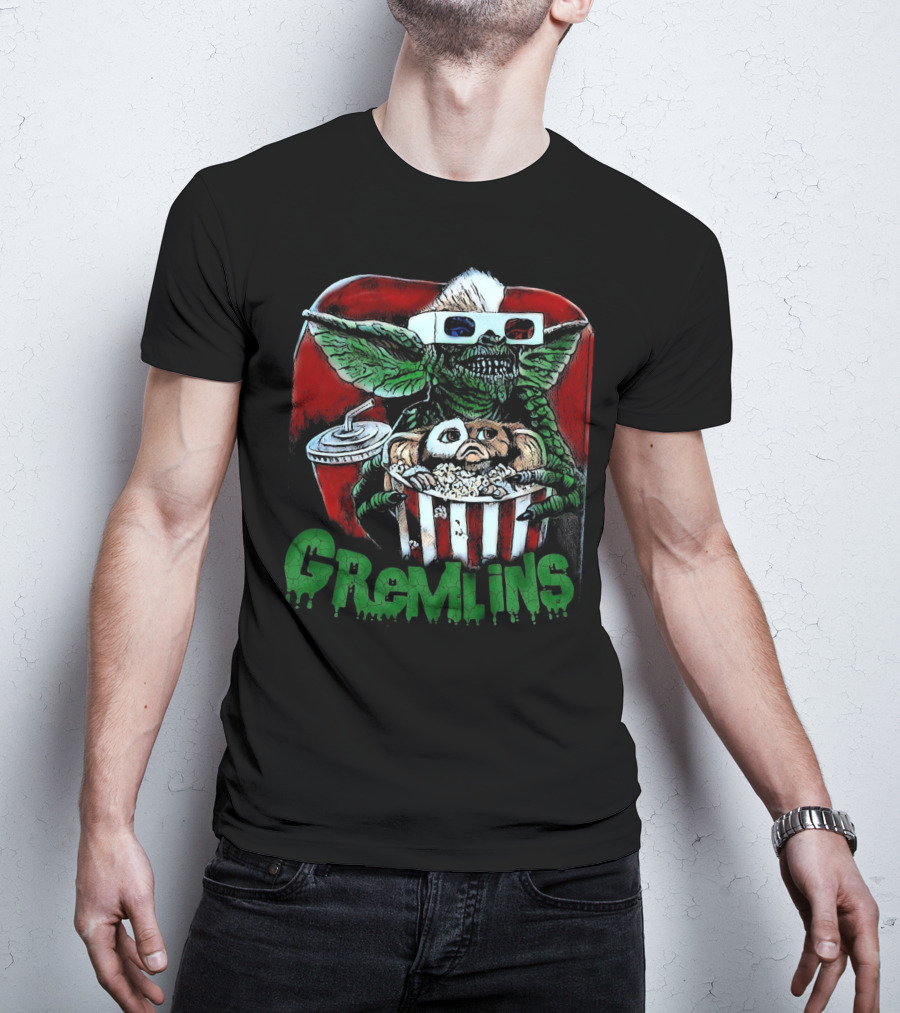 Gremlins Midnight Movie Popcorn Scene 3D Glasses T-Shirt