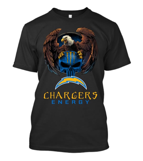 Los Angeles Chargers Energy Skull With Eagle And Monster Claw T-Shirt