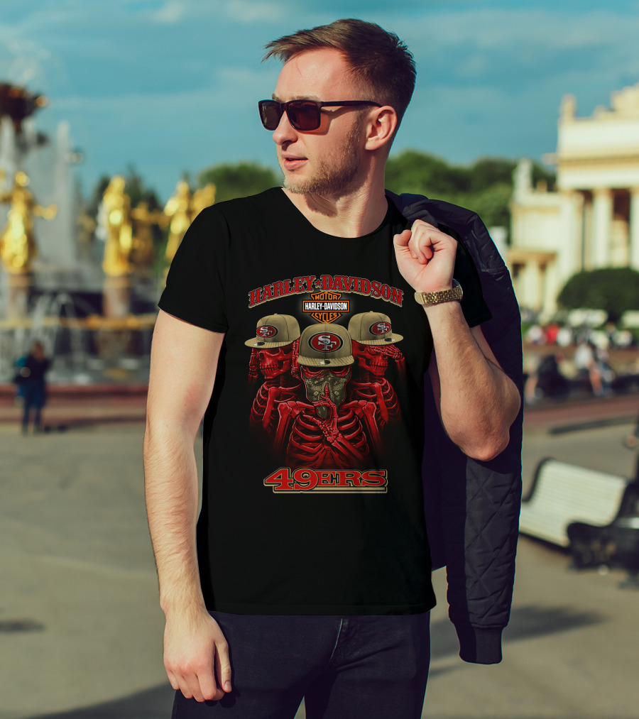 Harley Davidson 49ers Motorcycles Sf Skull T-Shirt
