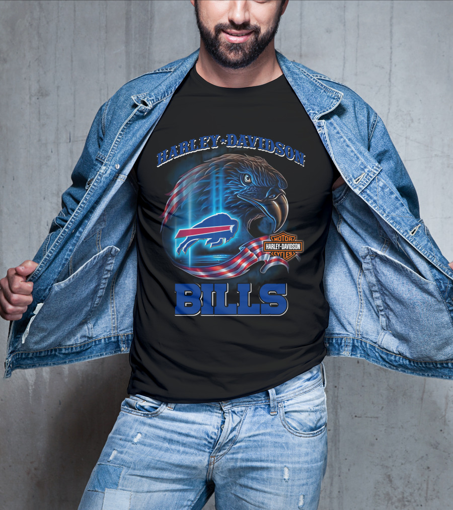 Harley Davidson Buffalo Bills Eagle Motor Cycles T-Shirt