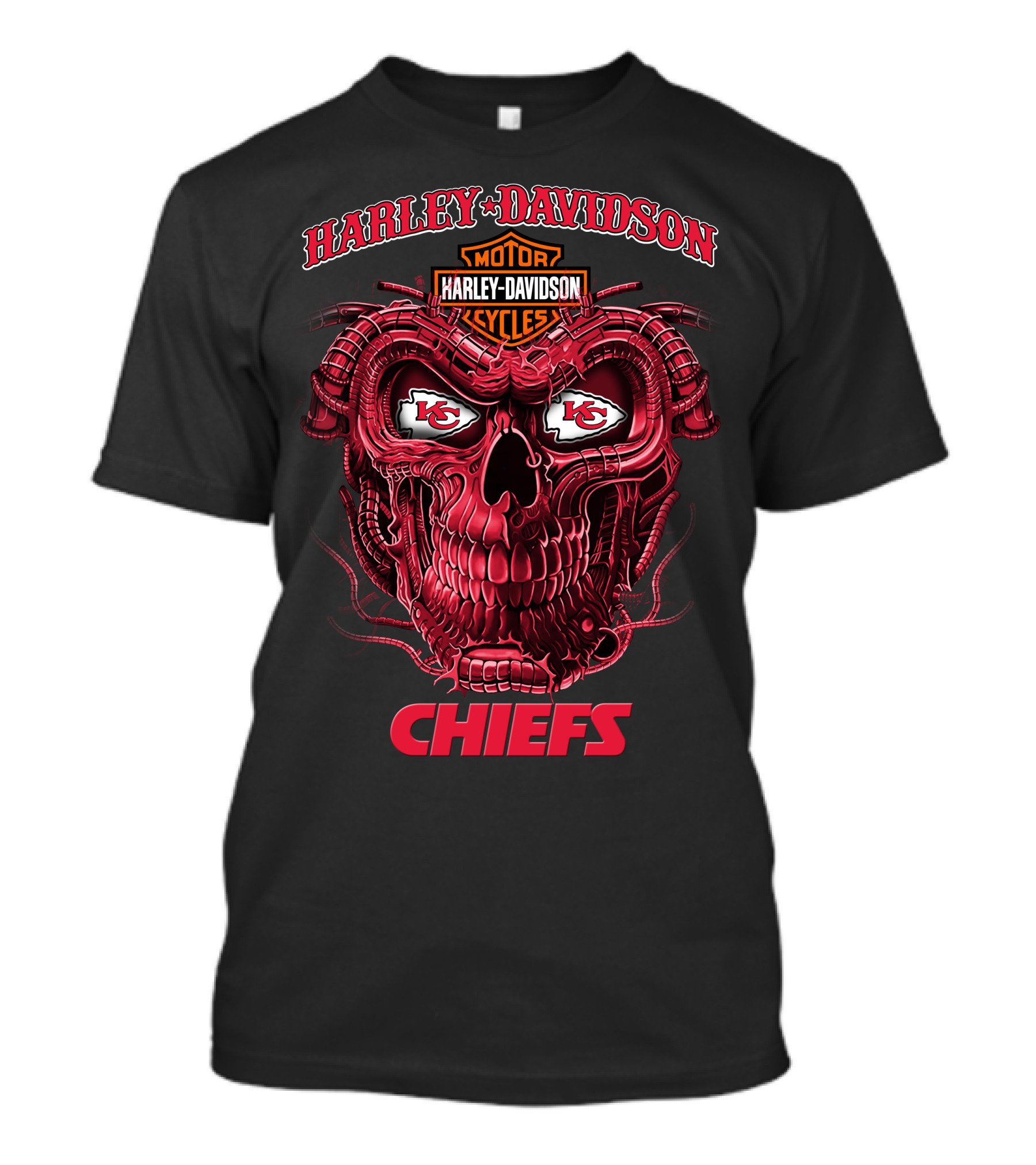 Harley Davidson Motorcycles Kansas City Chiefs Skull T-Shirt