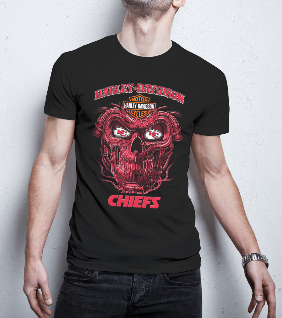 Harley Davidson Motorcycles Kansas City Chiefs Skull T-Shirt