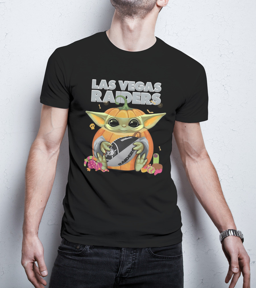Las Vegas Raiders Yoda Pumpkin Halloween Football Raiders Ball T-Shirt