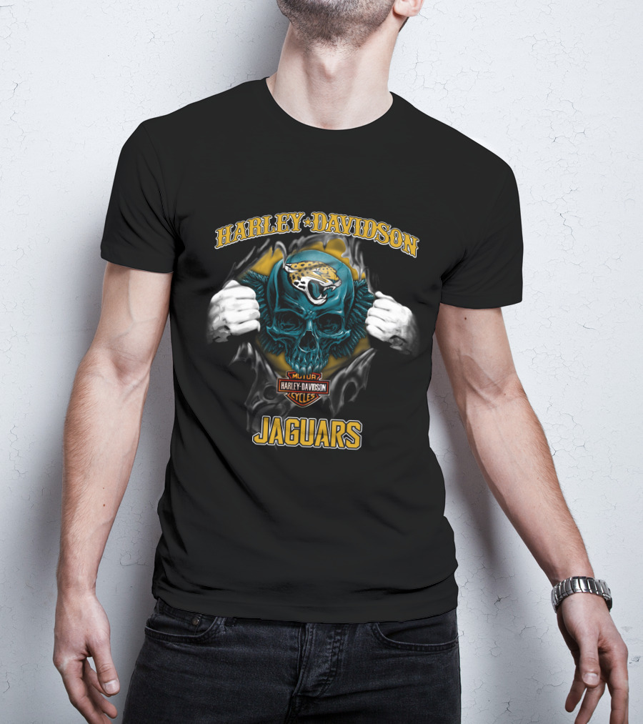 Harley Davidson Jacksonville Jaguars Skull Cycles T-Shirt