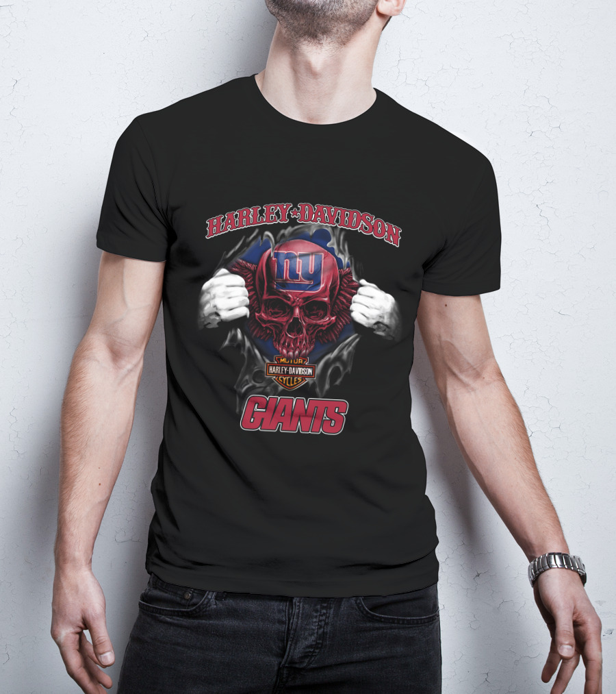 Harley Davidson New York Giants Skull Nfl T-Shirt