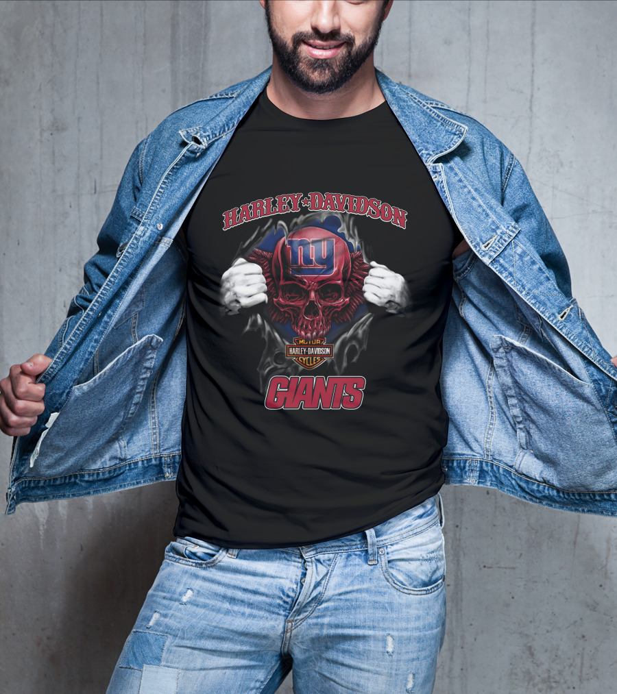 Harley Davidson New York Giants Skull Nfl T-Shirt