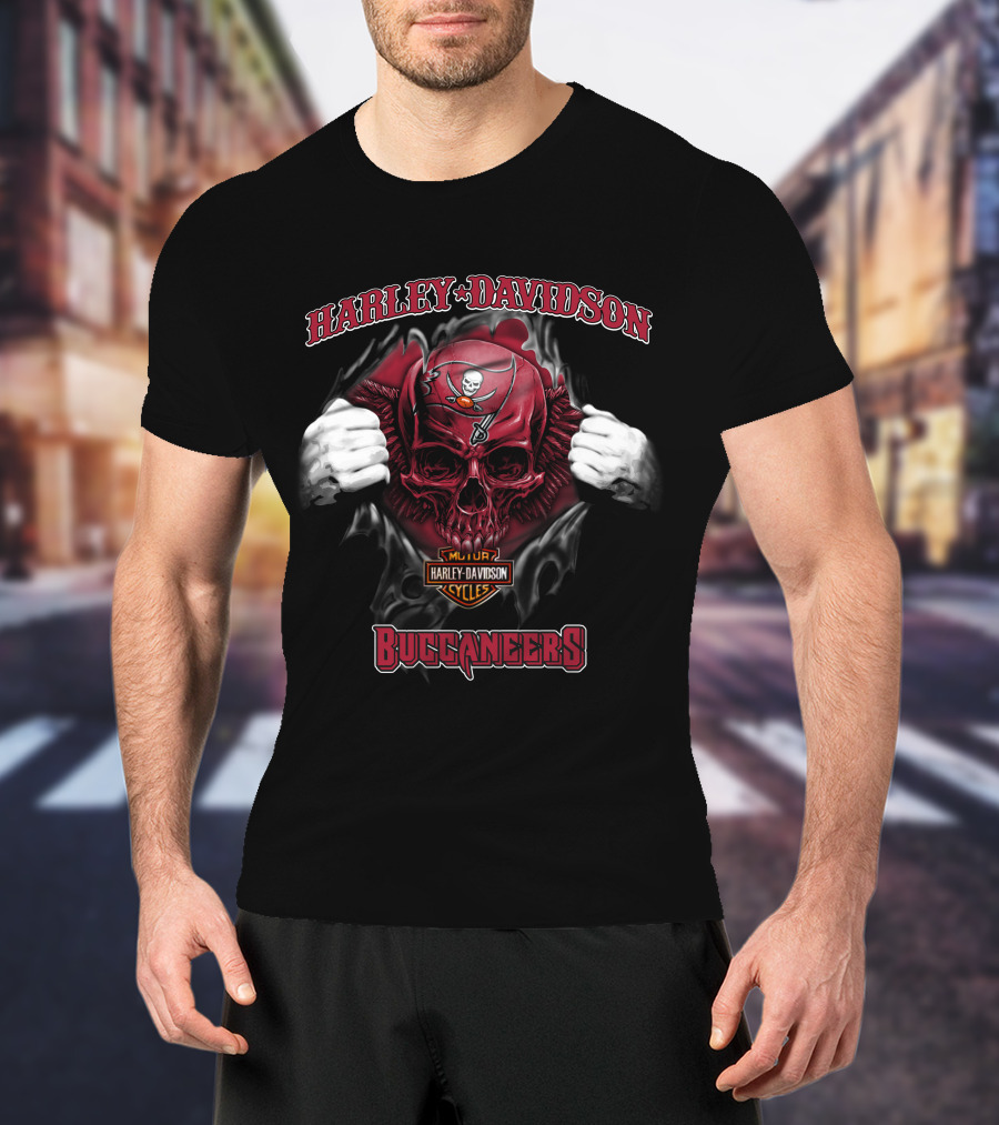 Harley Davidson Nfl Skull Tampa Bay Buccaneers T-Shirt