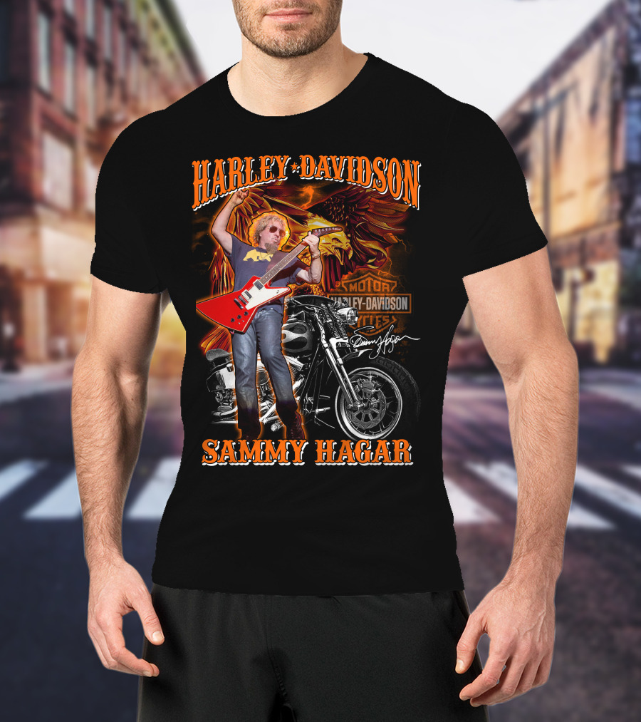 Harley Davidson Sammy Hagar Motorcycles Eagle Guitar Performance T-Shirt