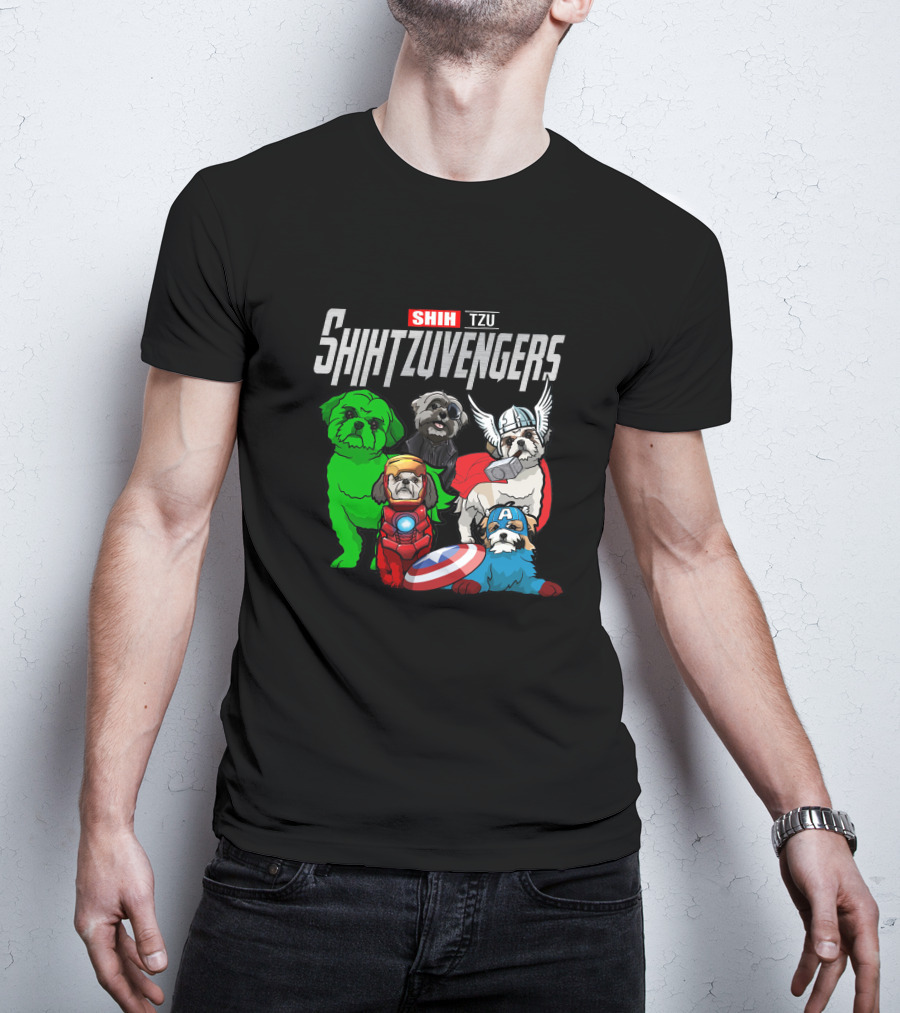 Shihtzuvengers Shih Tzu Dogs As Superheroes Assemble T-Shirt