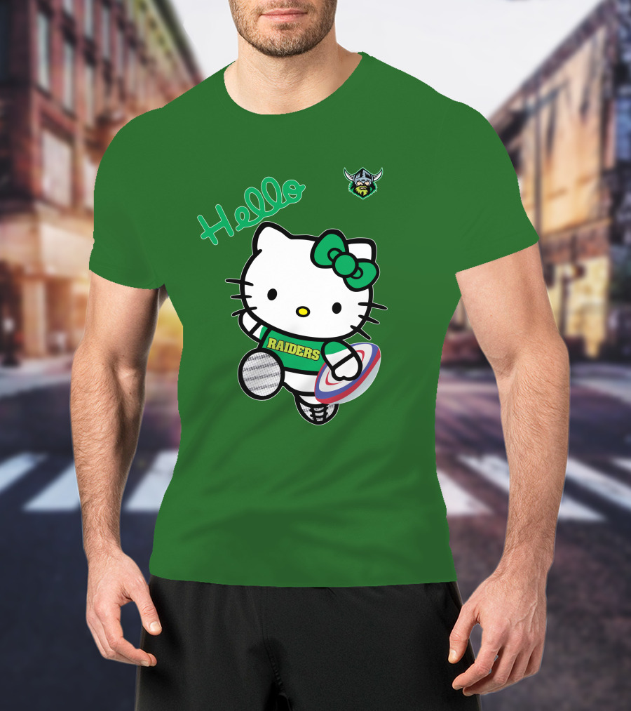 NRL1003 Hello Kitty Canberra Raiders Football T-Shirt