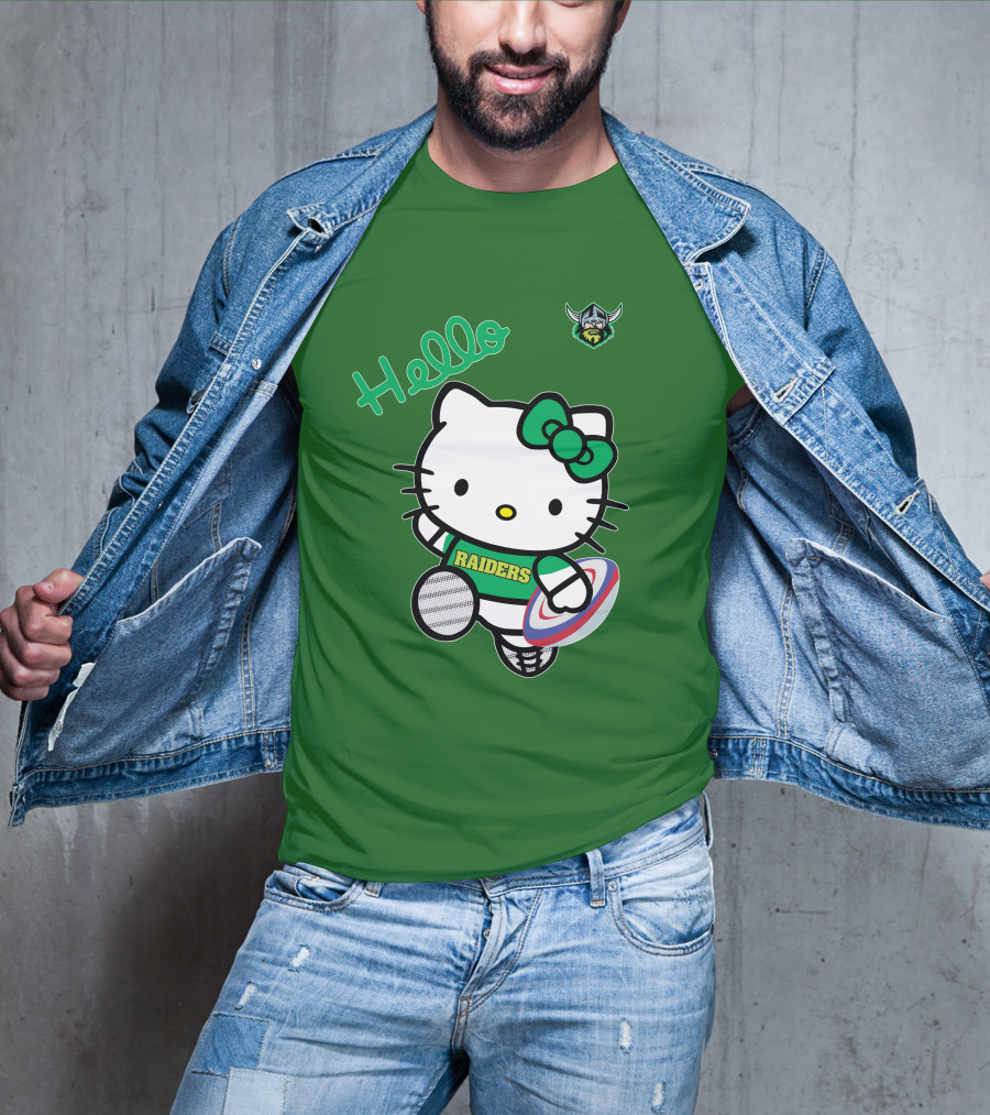 NRL1003 Hello Kitty Canberra Raiders Football T-Shirt
