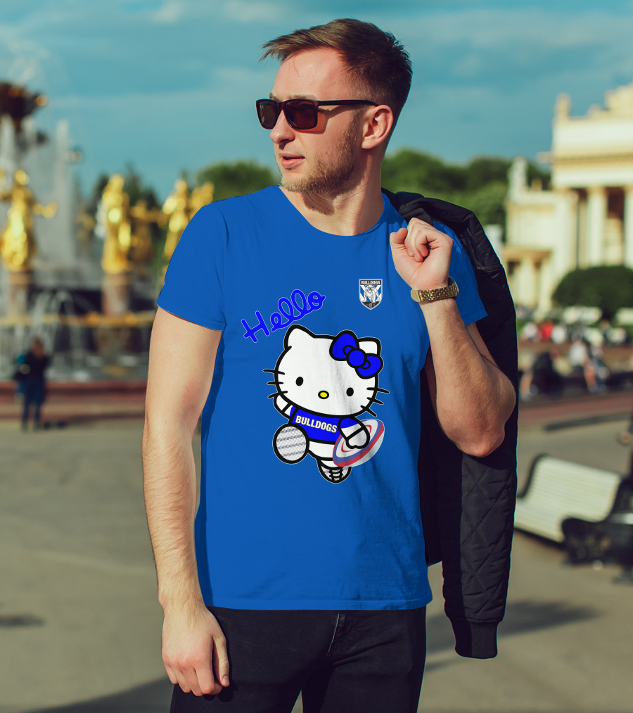 NRL1004 Hello Bulldogs Canterbury Bankstown Hello Kitty T-Shirt