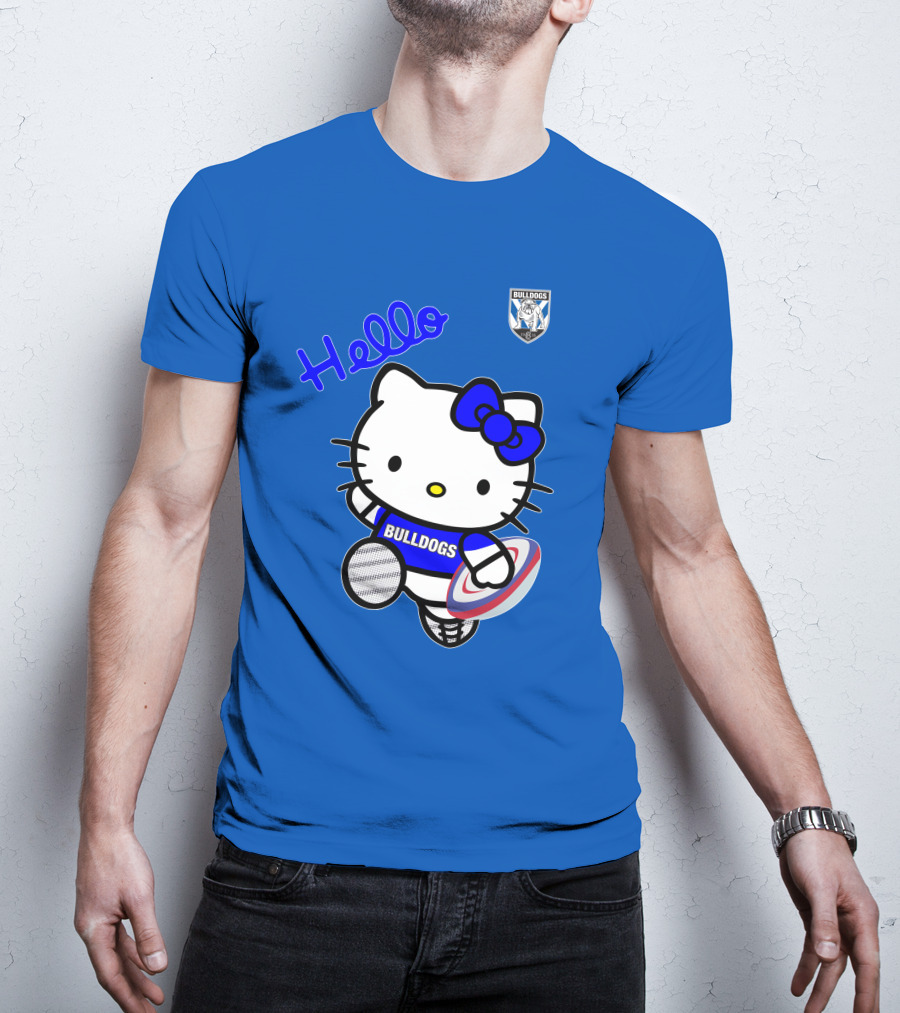 NRL1004 Hello Bulldogs Canterbury Bankstown Hello Kitty T-Shirt