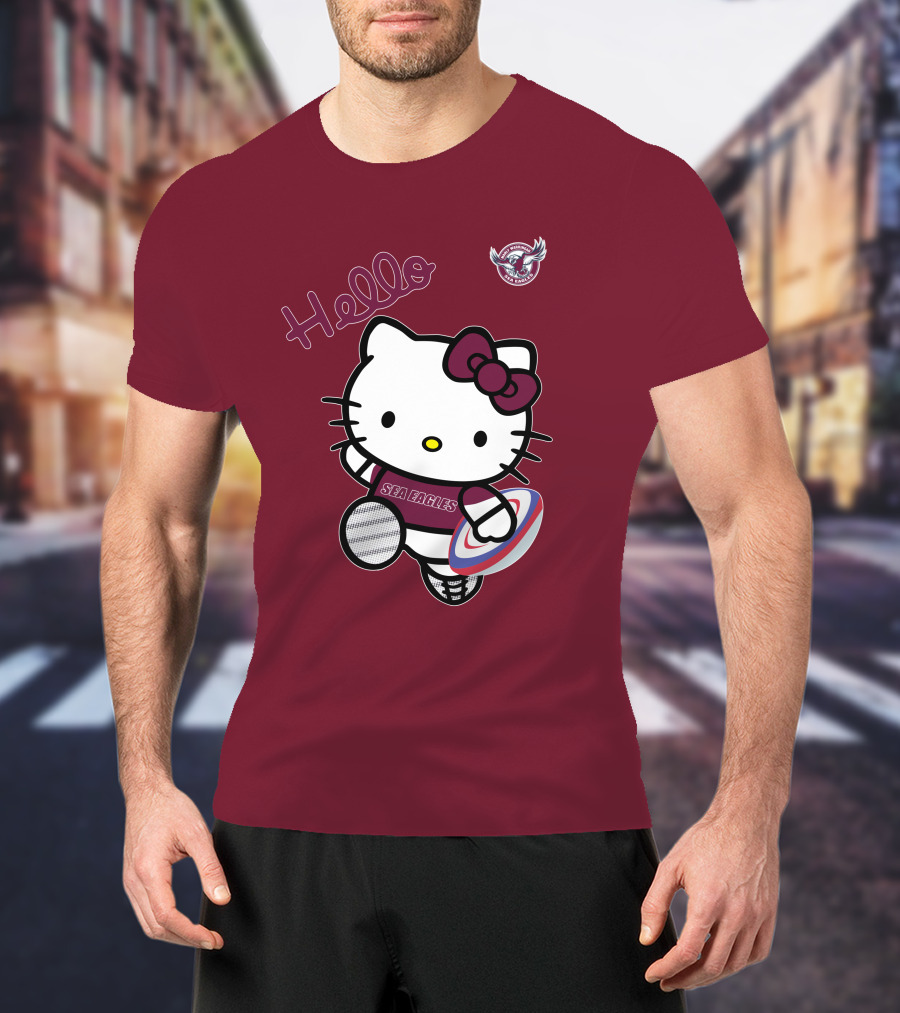 NRL1007 Manly Warringah Sea Eagles Hello Kitty Rugby Fan T-Shirt