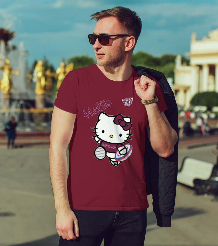 NRL1007 Manly Warringah Sea Eagles Hello Kitty Rugby Fan T-Shirt