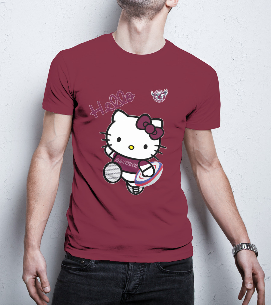 NRL1007 Manly Warringah Sea Eagles Hello Kitty Rugby Fan T-Shirt