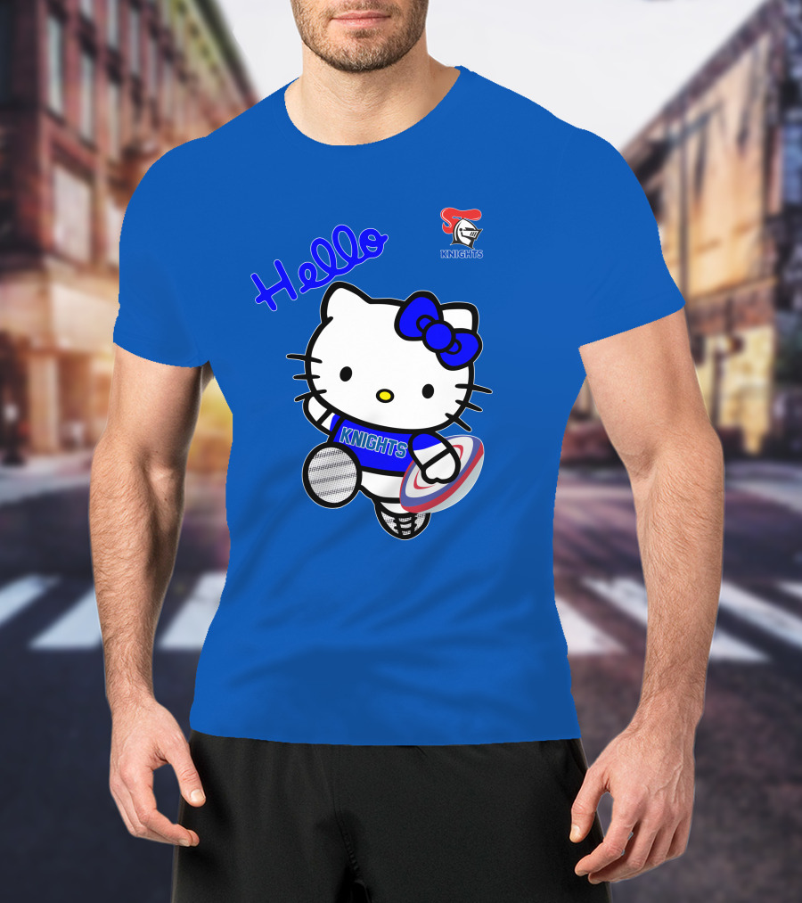 NRL1010 Newcastle Knights Hello Kitty Rugby Crossover T-Shirt