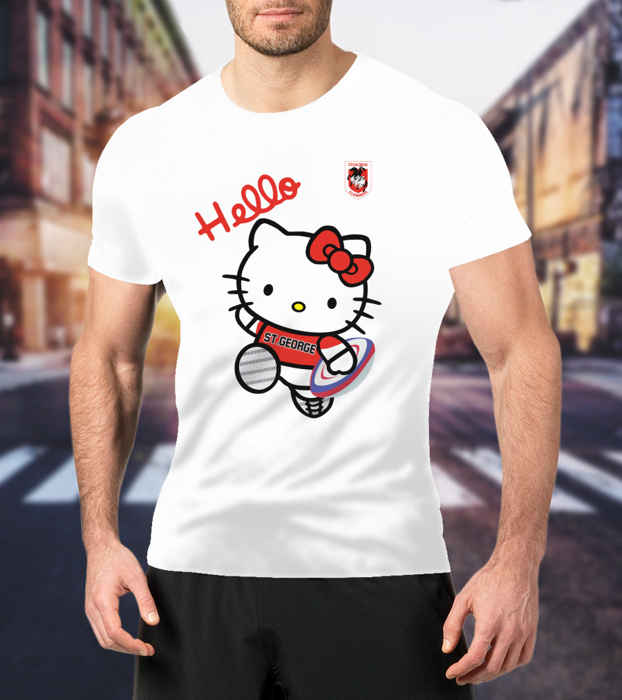 NRL1006 St. George Illawarra Dragons Hello Kitty Rugby Fan T-Shirt