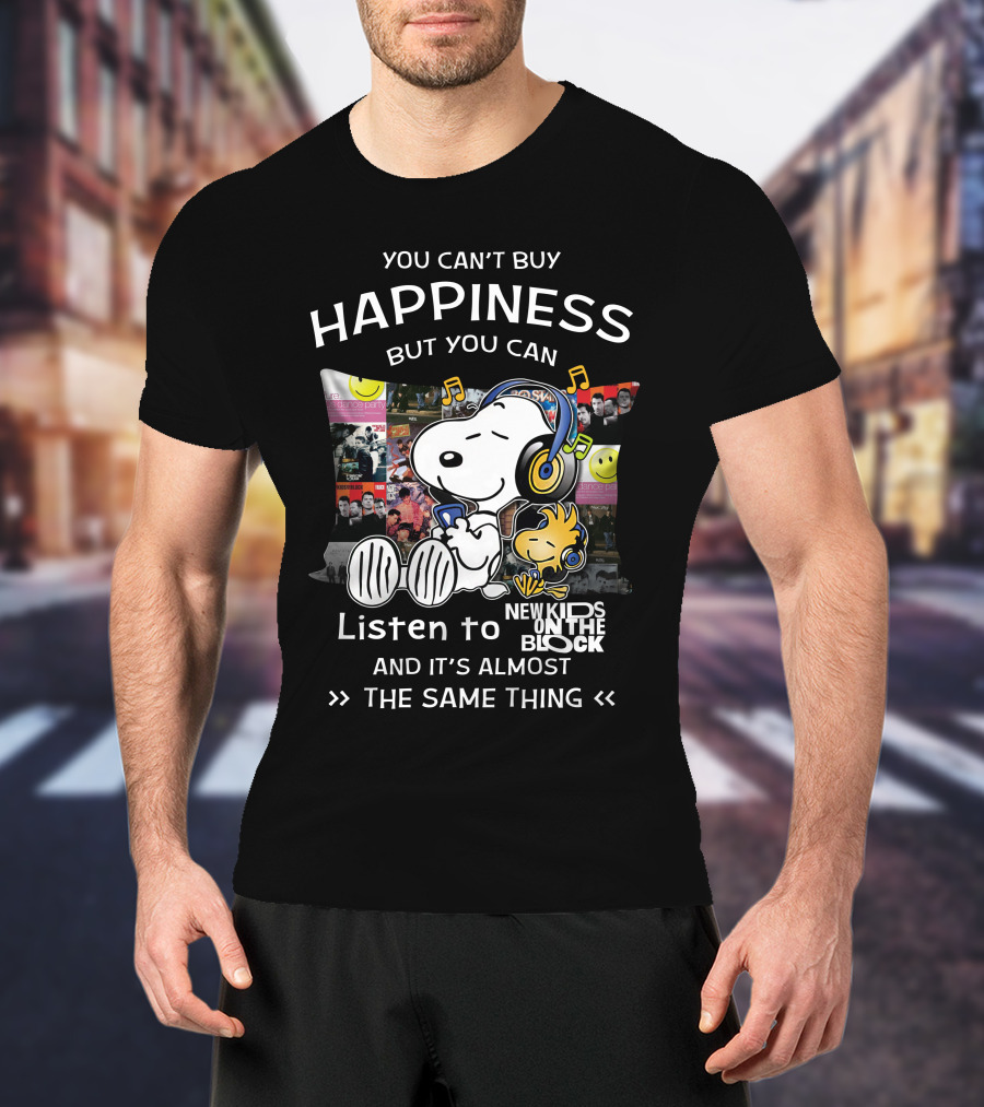 You Can't Buy Happiness But You Can Listen To New Kids On The Block Snoopy Woodstock T-Shirt