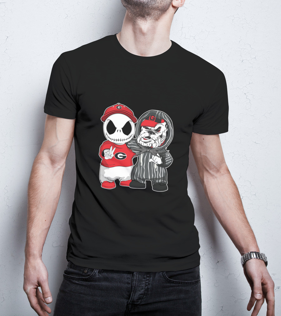 Georgia Bulldogs Jack Skellington And Uga Bulldog Fan T-Shirt