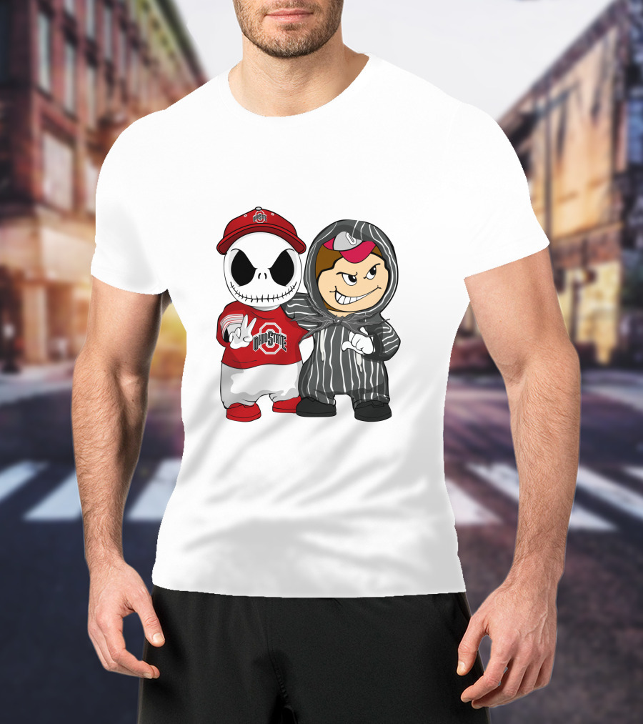 Ohio State Buckeyes Jack Skellington Character Friends In Team T-Shirt