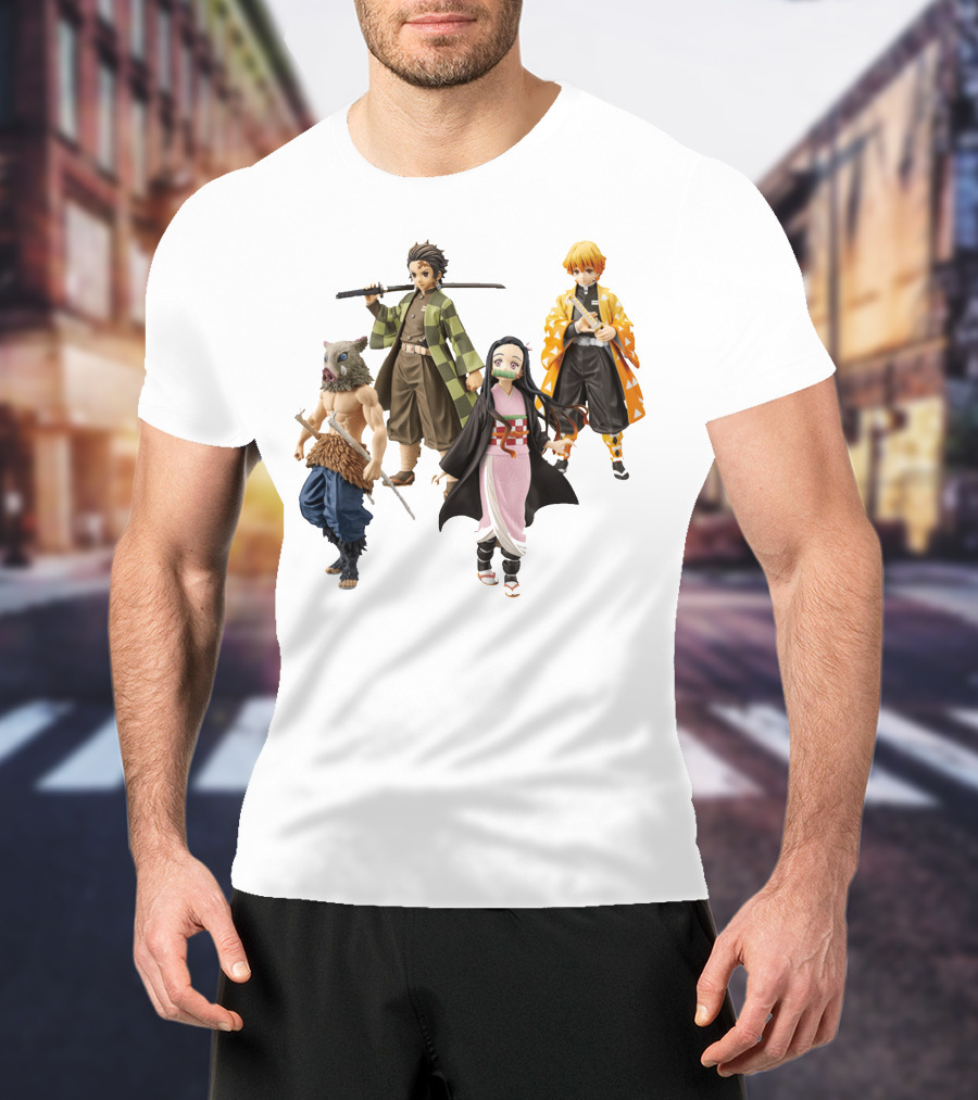Demon Slayer Tanjiro Nezuko Zenitsu Inosuke Figures T-Shirt