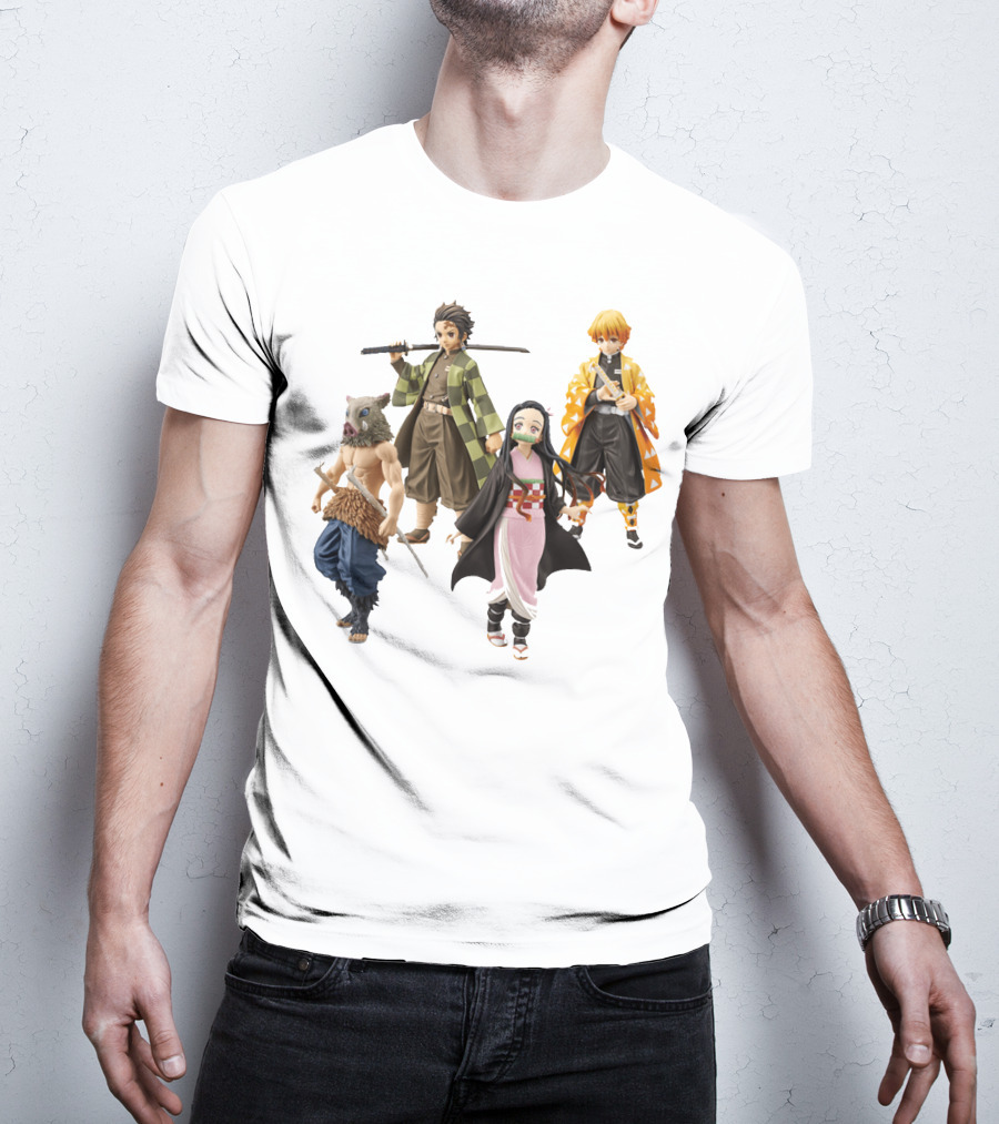 Demon Slayer Tanjiro Nezuko Zenitsu Inosuke Figures T-Shirt