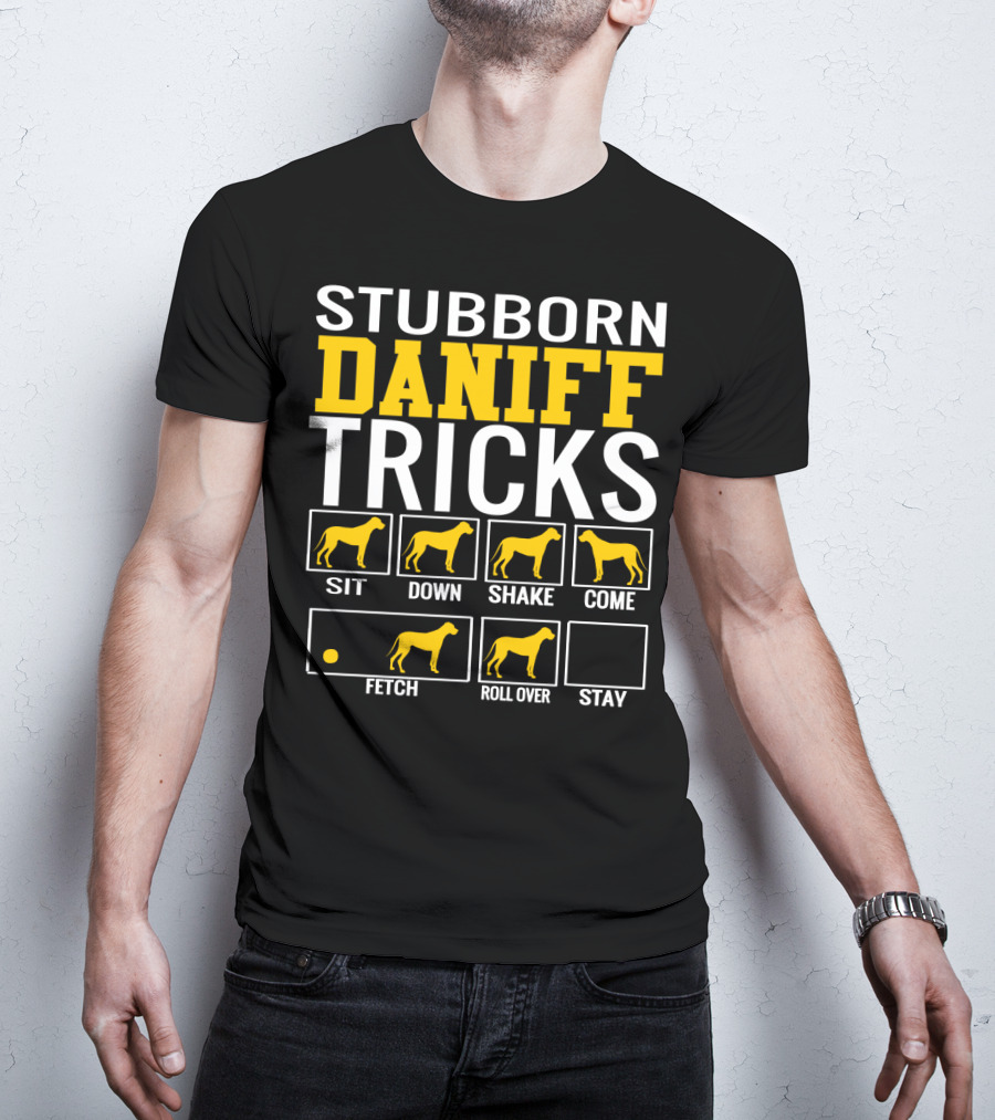 Stubborn Daniff Tricks Sit Down Shake Come Fetch Roll Over Stay T-Shirt