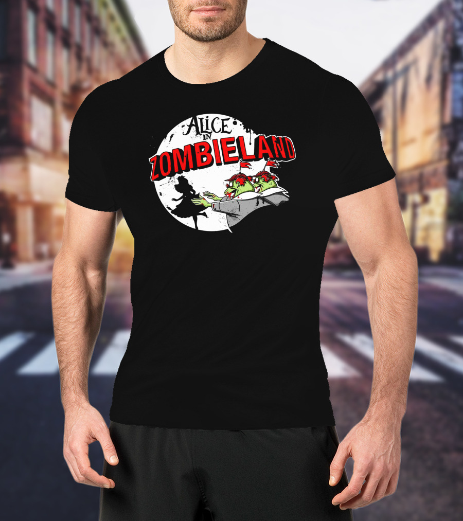 Alice In Zombieland Silhouette And Zombie Moon Combo T-Shirt