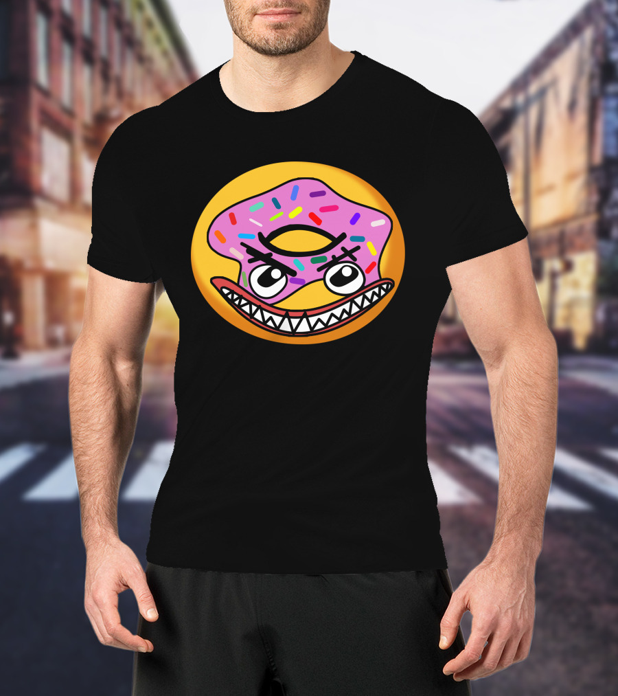Angry Donut With Sprinkles And Fierce Face Emoji T-Shirt