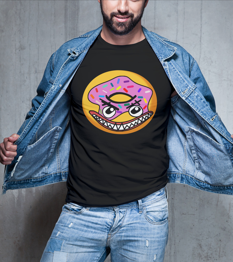 Angry Donut With Sprinkles And Fierce Face Emoji T-Shirt
