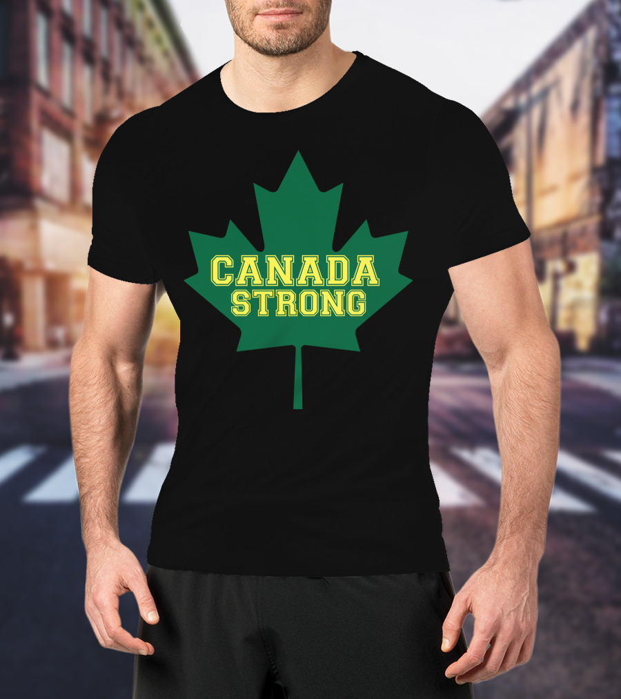Canada Strong Maple Leaf Green And Yellow T-Shirt
