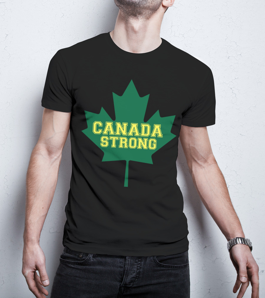 Canada Strong Maple Leaf Green And Yellow T-Shirt
