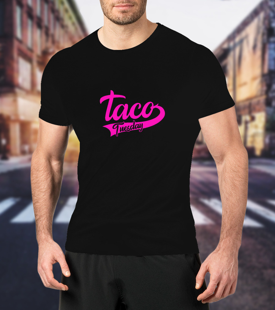 Taco Tuesday Pink Text Logo Bold Script T-Shirt