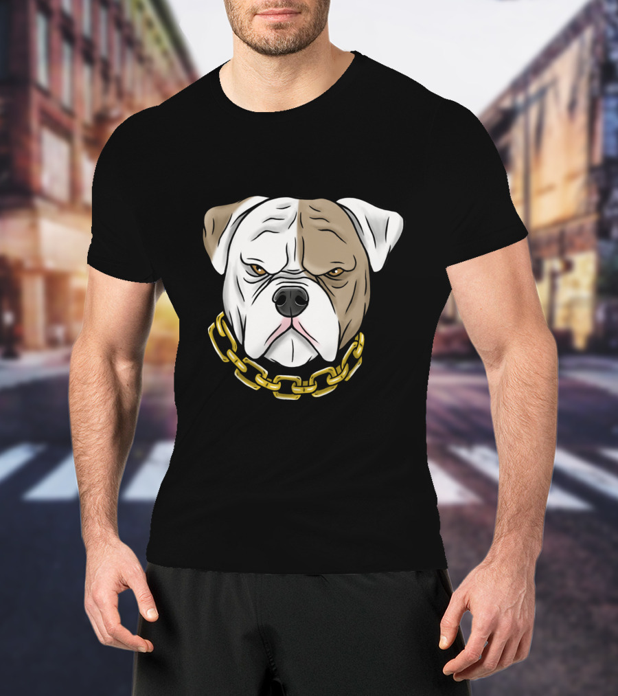 Pitbull Head With Gold Chain T-Shirt