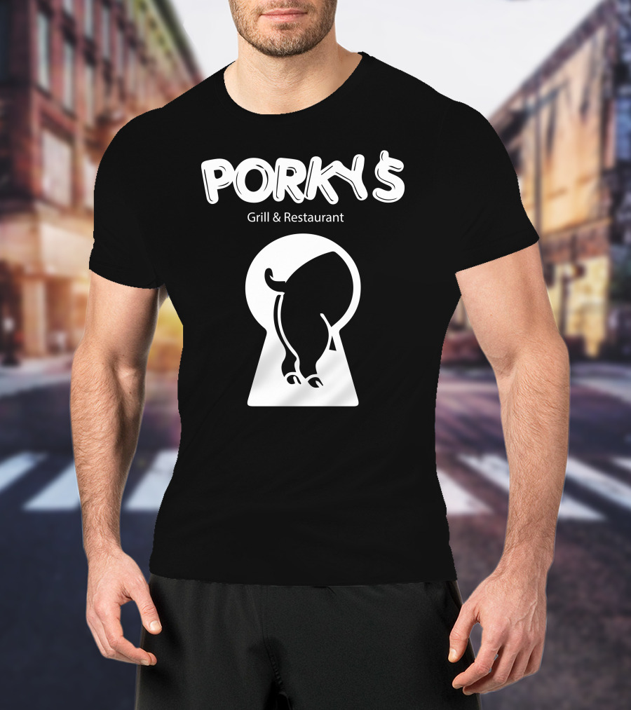 Porky's Grill And Restaurant Keyhole Pig T-Shirt