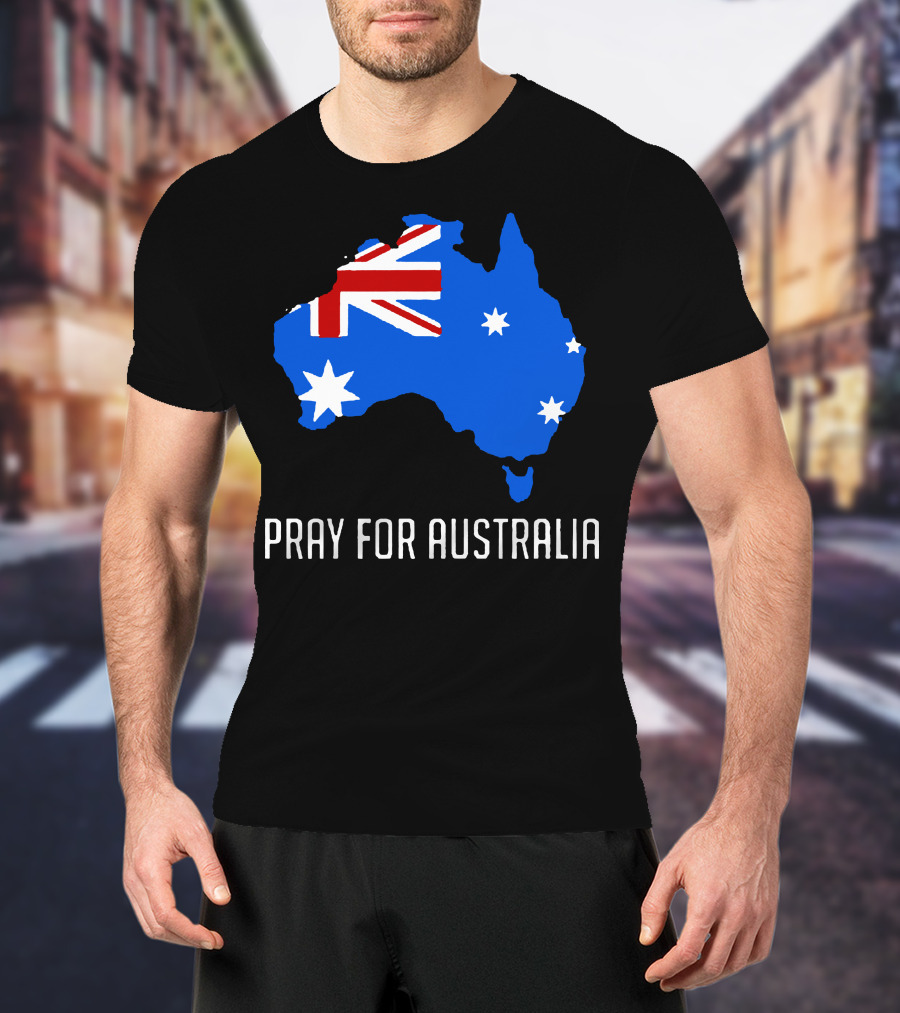 Pray For Australia Forest Fires Australia Map Flag Stars T-Shirt