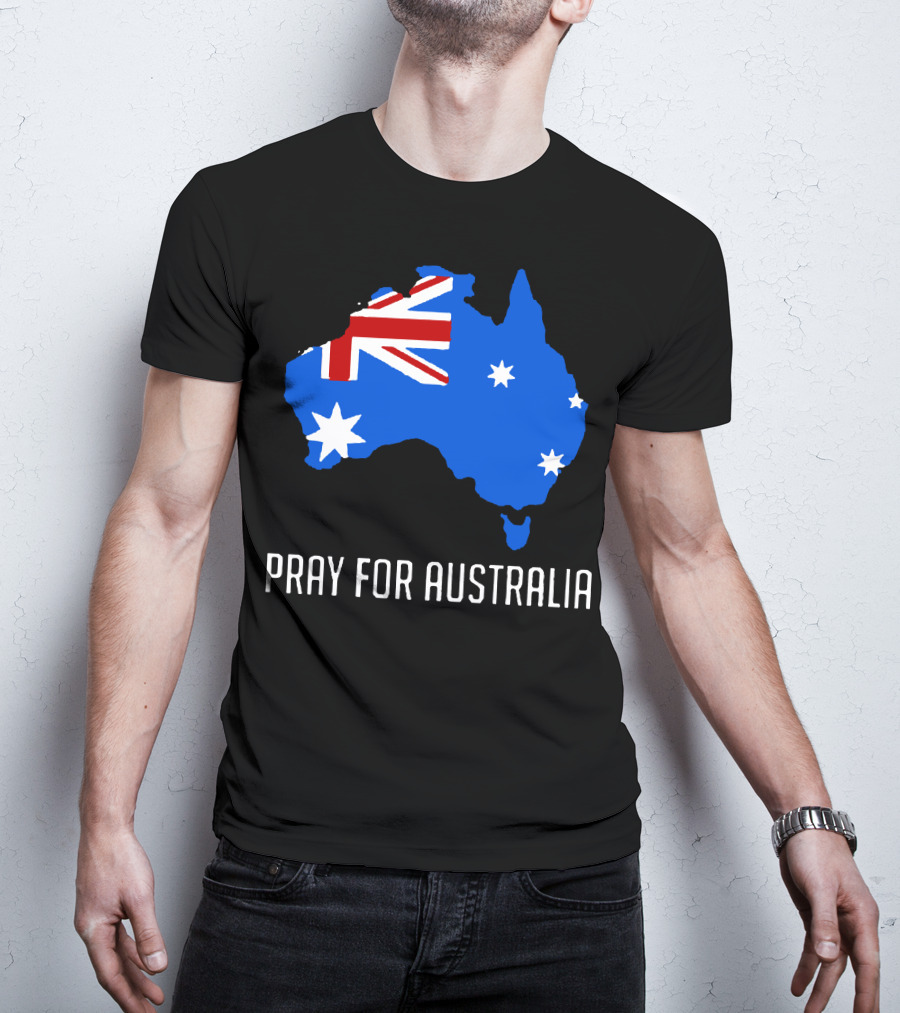 Pray For Australia Forest Fires Australia Map Flag Stars T-Shirt