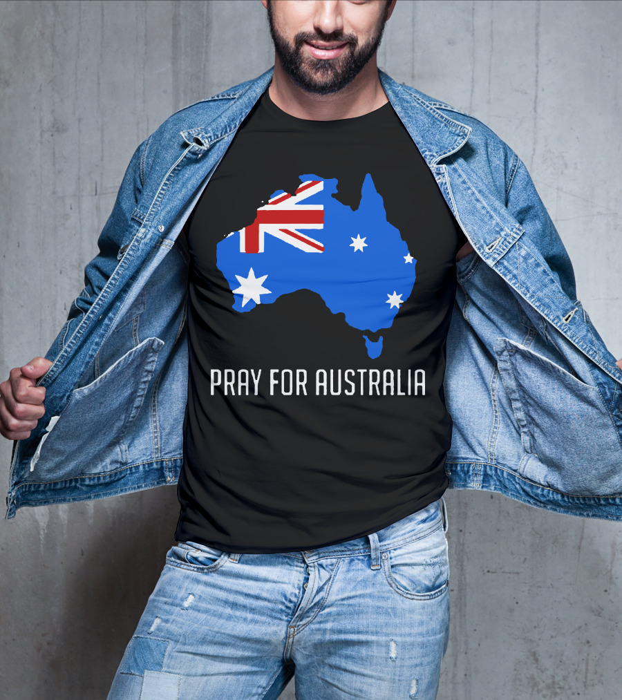 Pray For Australia Forest Fires Australia Map Flag Stars T-Shirt